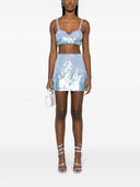Parosh Iridescent Sequin Cropped Top