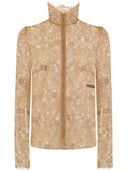 Dolce & Gabbana Blusa In Pizzo Floreale Con Logo Dg