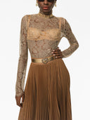 Dolce & Gabbana Blusa In Pizzo Floreale Con Logo Dg