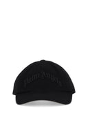 Palm Angels Curved Logo Tonal Cap Schwarz Schwarz