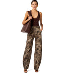 Elisabetta Franchi Brown Alligator Print Barrel Jeans