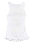 Roter Ruffle Hem Tank Top Lys Hvit (Regular Fit)