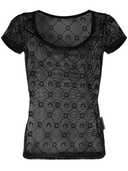 Marine Serre Moonogram Mesh Flock Ss Roundneck Top