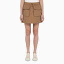 Moncler Sand Colored Cotton Blend Miniskirt
