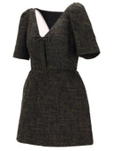 Shushu Tong jurk met V-hals en mid-mouwen met strik