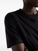 Prada Embroidered Triangle Jersey T Shirt