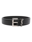 Saint Laurent Ysl Logo Plaque Leather Belt