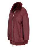 La Rose La Rose Bomber Lungo Mu In Pelle Montone Bordeaux