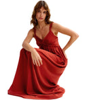 Essentiel Antwerp Jacobean Burnt Red Long Dress