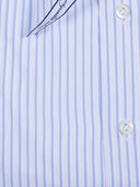 Mazzarelli Camicie Camicia In Cotone A Righe Celeste E Bianco Slim Fit