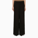 Khaite Black Wool Blend Palazzo Trousers