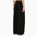 Khaite Black Wool Blend Palazzo Trousers