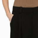 Khaite Black Wool Blend Palazzo Trousers