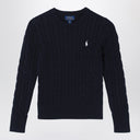 Polo Ralph Lauren Navy Blue Cotton Cable Knit Sweater