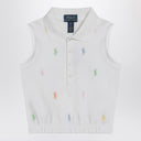 Polo Ralph Lauren White Sleeveless Polo con loghi