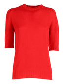 Fabiana Filippi Maglia Girocollo Manica Corta In Cashmere Garza Color Lacca