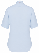 Thom Browne Classic Fit Short Sleeve Shirt W/ Rwb Grosgrain Placket In Solid Poplin