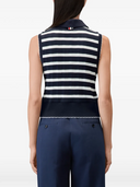 Thom Browne Round Collar Polo W7 W/ Scallop Edge In Stripe Cotton Rib