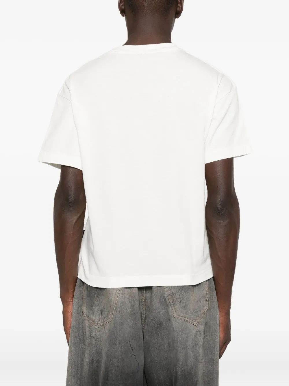Palm Angels Neck Logo Reg T-shirt gebroken wit zwart