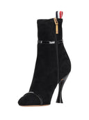 Thom Browne Trompe L'oeil 4 Bar Sandal Ankle Boot W/ 105 Mm Round Curved Heel In Stretch Soft Suede