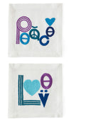 Jonathan Adler Set Of 4 Napkins 'Peace & Love'