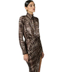 Elisabetta Franchi Brown Alligator Print Dress