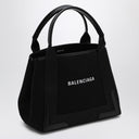 Balenciaga Small Black Cabas Bag In Canvas And Leather