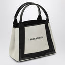 Balenciaga Cabas Bag Pequeño lienzo de algodón de crema