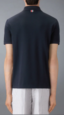 Thom Browne Short Sleeve Rib Cuff Polo W/ Engineered 4 Bar Stripe In Classic Pique