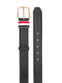 Thom Browne 35 Mm Belt W/ Rwb Loop In Pebble Grain Leather