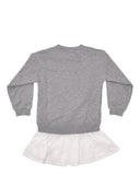 Golden Goose Journey Girl's Melange Sweatshirt Dress With Sangallo Cotton Skirt With Embroidery