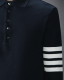 Polo Thom Browne a maniche lunghe in piqué testurizzato con Eng 4 Bar