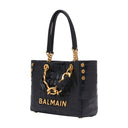 1945 zachte kleine shopper tas balmain leer zwart