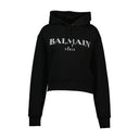 Vintage Print Hoodie Balmain Cotton Black
