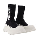 Tread Slick Sneakers In Black And White Fabric