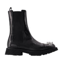 Ankle Boots With Studs In Black Leather