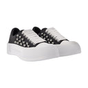 Oversize Sneakers In Black & Silver Leather
