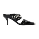 Sandales en cuir noir / argent