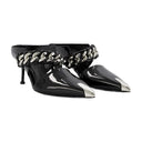 Sandales en cuir noir / argent