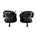 Sandales en cuir noir / argent