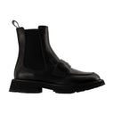 Bottes de cheville punk ouvrier Alexander McQueen Cuir noir / blanc
