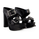 Coiffer S.Sandales en couches Alexander MC Queen Leather Black / Silver