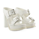 Leath S.Leath Sandales Alexander Mcqueen Leather Ivoire/Argenté