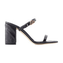 Seal Heeled Sandals Alexander Mc Queen Leather Black/Argenté