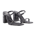 Seal Heeled Sandals Alexander Mc Queen Leather Black/Argenté