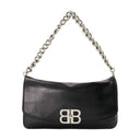 BB Sac à rabat à rabat Balenciaga en cuir noir