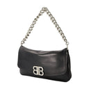 BB Sac à rabat à rabat Balenciaga en cuir noir