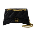 Chaîne d'écrasement S Sac d'épaule Balenciaga en cuir noir