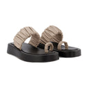 Amor Platform Slides Elleme Taupe/Black Leather