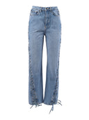 Rotate Twisted Lacing Jeans Hydrangea (Blue) (Tight Fit)